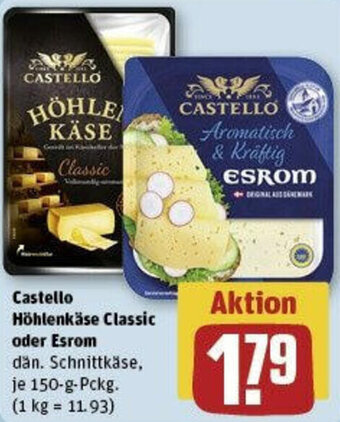 REWE Castello Höhlenkäse Classic oder Esrom 150-g-Pckg. Angebot