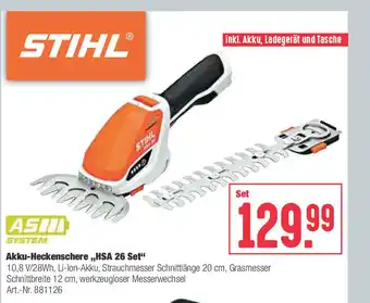 BayWa Stihl Akku Heckenschere HSA 26 Set Angebot