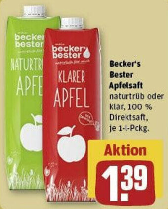 REWE Becker's Bester Apfelsaft 1-l-Pckg. Angebot