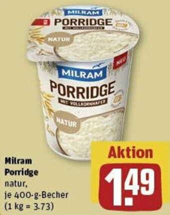 REWE Milram Porridge natur, 400 g Becher Angebot