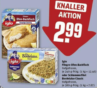 REWE iglo Filegro Ofen-Backfisch 240 g oder Schlemmerfilet Bordelaise Classic 380 g Pckg. Angebot