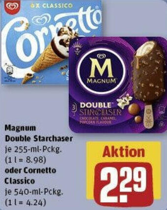 REWE Magnum Double Starchaser 255-ml-Pckg. oder Cornetto Classico 540 ml Pckg. Angebot