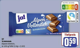 REWE ja! Schokolade 100 g Tafel Angebot