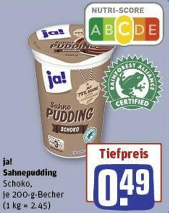 REWE ja! Sahnepudding Schoko, 200 g Becher Angebot