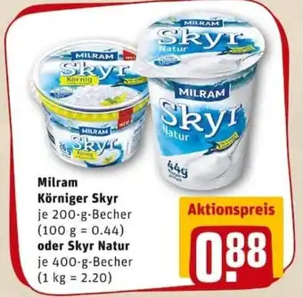 REWE PETZ Milram Körniger Skyr 200g oder Skyr Natur 400g Angebot