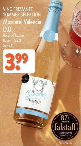 Aldi Nord VINO FRIZZANTE SOMMER SELEKTION Moscatel Valencia D.O. 0,75-L-Flasche Angebot