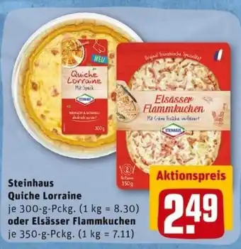 REWE PETZ Steinhaus Quiche Lorraine 300g oder Elsässer Flammkuchen 350g Angebot