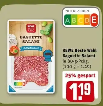 REWE PETZ Rewe Beste Wahl Baguette Salami 80g Angebot