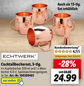 Lidl ECHTWERKⓇ Cocktailbecherset, 5-tlg. Angebot