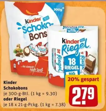 REWE PETZ Kinder Schokobons 300g oder Riegel 18x21g Angebot