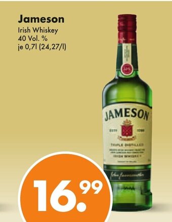 Trink und Spare Jameson Irish Whiskey 40 Vol. % 700ml Angebot