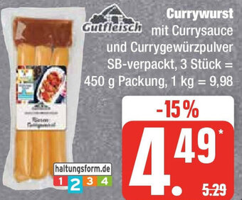 Edeka Gutfleisch Currywurst 450 g Packung Angebot