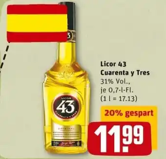 REWE PETZ Licor 43 Cuarenta y Tres 0,7L Angebot