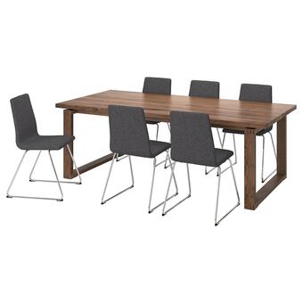 IKEA Mörbylånga / lillånäs tisch und 6 stühle eichenfurnier braun las./verchromt gunnared dunkelgrau Angebot