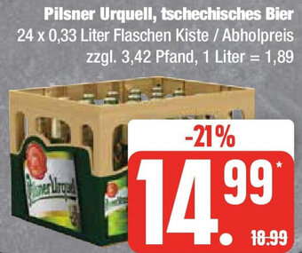 Edeka Pilsner Urquell, tschechisches Bier 24 x 0,33 Liter Flaschen Kiste Angebot