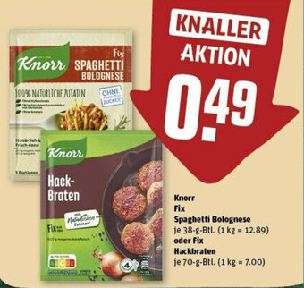 REWE Knorr Fix Spaghetti Bolognese 38-g-Btl. oder Fix Hackbraten Angebot