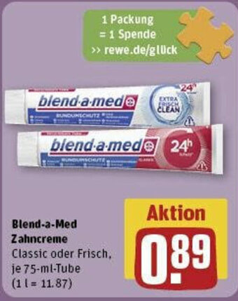 REWE Blend-a-Med Zahncreme oder Frisch, 75-ml-Tube Angebot