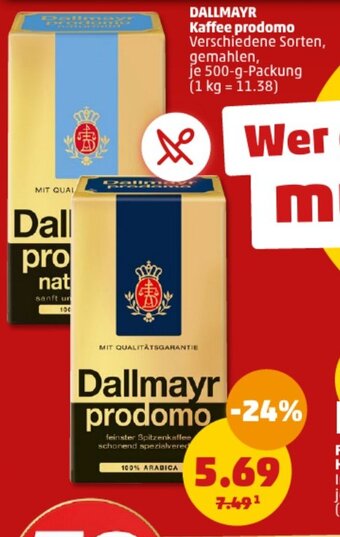 PENNY DALLMAYR Kaffee prodomo 500 g Packung Angebot