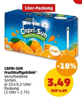 PENNY CAPRI-SUN Fruchtsaftgetränk* 10 x 0,2 Liter-Packung Angebot