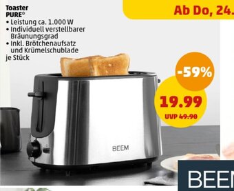 PENNY BEEM Toaster PURE* 1.000W Angebot