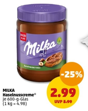 PENNY MILKA Haselnusscreme 600 g Glas Angebot