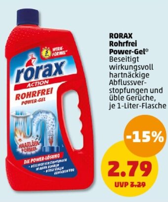 PENNY RORAX Rohrfrei Power-Gel* 1 Liter Flasche Angebot