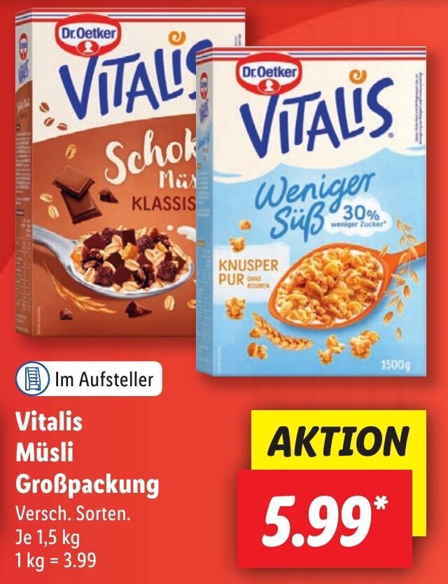 VITALIS Müsli Großpackung 1,5 kg Angebot bei Lidl