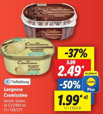 Lidl Langnese Cremissimo 1,3 1/900 ml Angebot