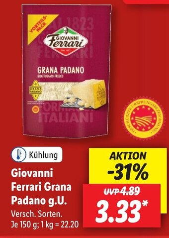 Lidl GIOVANNI Ferrari Grana Padano g.U. 150 g Angebot