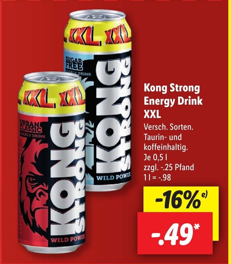 Kong Strong Energy Drink XXL 0,5 l Angebot bei Lidl