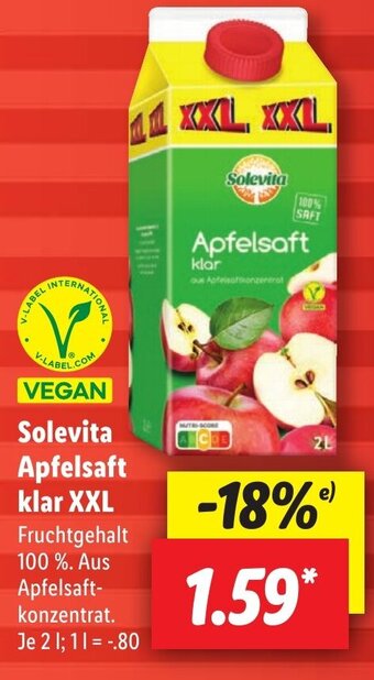 Lidl Solevita Apfelsaft klar XXL Angebot