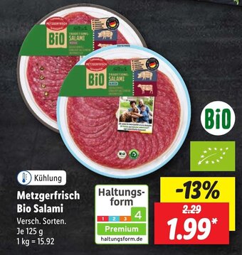 Lidl Kühlung Metzgerfrisch Bio Salami 125 g Angebot