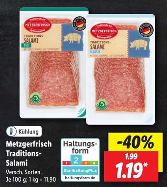 Lidl Metzgerfrisch Traditions- Salami 100 g Angebot