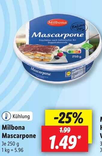 Lidl Milbona Mascarpone 250 g Angebot