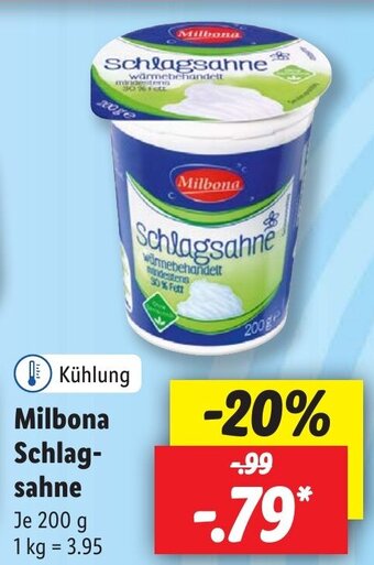 Lidl Milbona Schlag- sahne 200 g Angebot