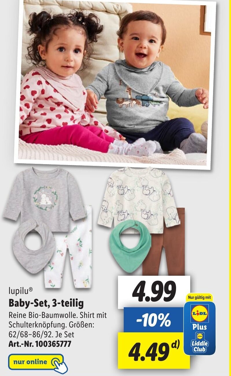 lupiluⓇ BabySet, 3teilig Größen 62/6886/92 Angebot bei Lidl