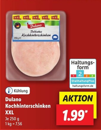 Lidl Dulano Delikatess Kochhinterschinken XXL 250 g Angebot