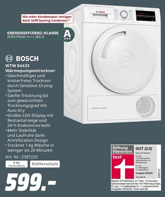 MediaMarkt BOSCH WTW 84433 Wärmepumpentrockner Angebot