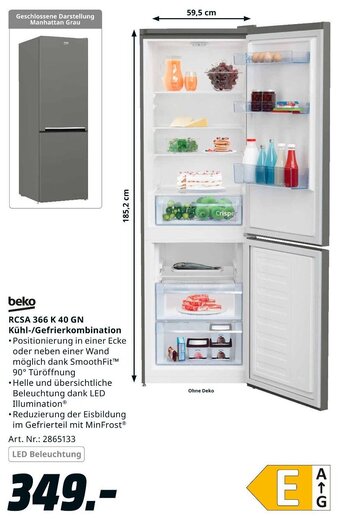 MediaMarkt beko RCSA 366 K 40 GN Kühl-/Gefrierkombination Angebot