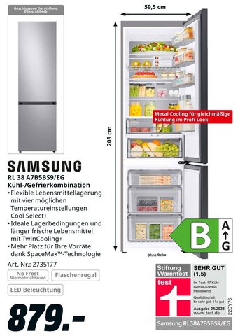 MediaMarkt SAMSUNG RL 38 A7B5BS9/EG Kühl-/Gefrierkombination Angebot