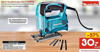 Netto Marken-Discount Makita Elektro-Pendelhubsäge 450 W 4329KX1 Angebot