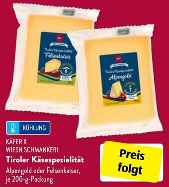 Aldi Süd KÄFER X WIESN SCHMANKERL Tiroler Käsespezialität 200 g Packung Angebot