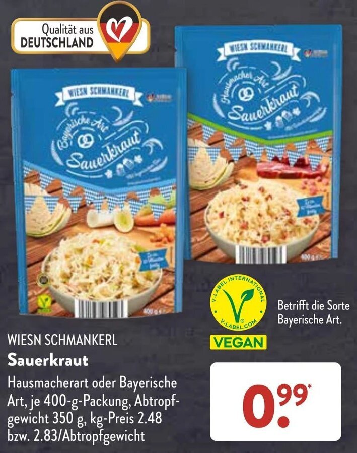 WIESN SCHMANKERL Sauerkraut 400 g Packung Angebot bei Aldi Süd