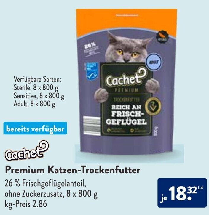 Cachet Premium KatzenTrockenfutter Angebot bei Aldi Süd