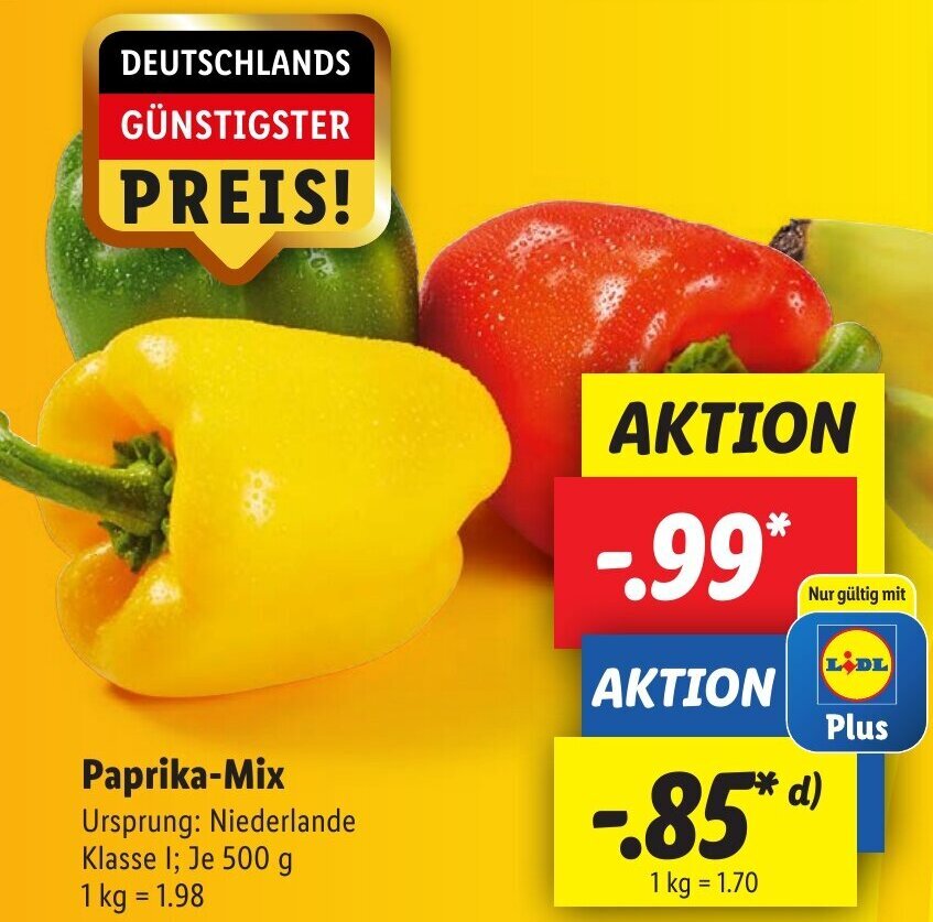 PaprikaMix 500 g Angebot bei Lidl