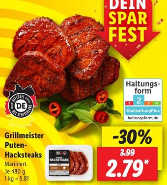 Lidl Grillmeister Puten Hacksteaks 480 g Angebot