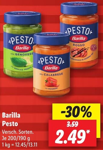 Lidl Barilla Pesto 200/190 g Angebot