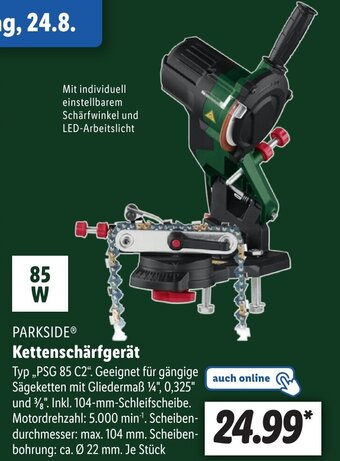 Lidl PARKSIDEⓇ Kettenschärfgerät ,,PSG 85 C2“ Angebot