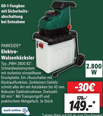 Lidl PARKSIDEⓇ Elektro Walzenhäcksler ,,PWH 2800 B2" Angebot