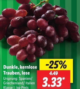 Lidl Dunkle, kernlose Trauben, lose Angebot